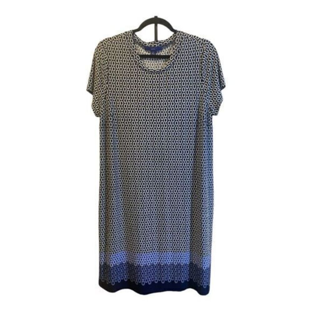 APT.9 Casual Flowy Loose Fit Blue & White Print Midi Dress Size L